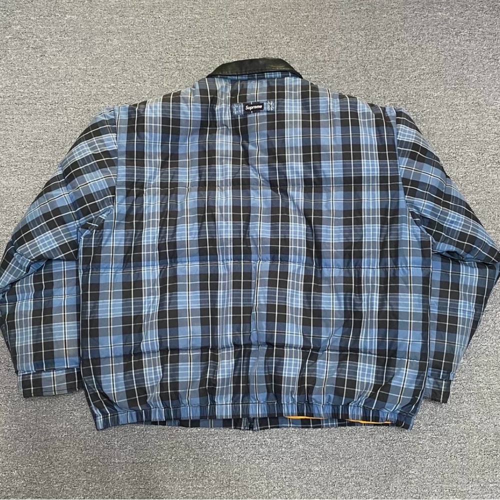 Supreme leather collar unisex check down jacket 19fw - Picture 2 of 12